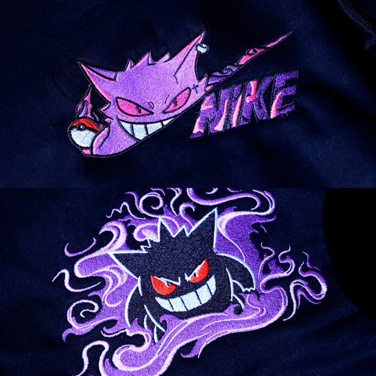Gengar felpa/tshirt con ricamo fronte-retro