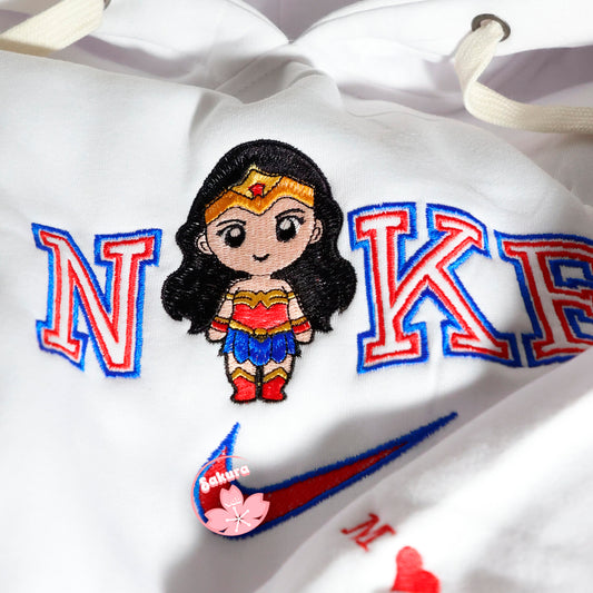 Superman e Wonder Woman set di 2 felpe/tshirts con ricamo
