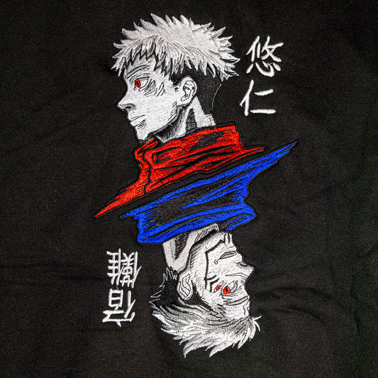 Itadori Sakuna felpa/tshirt con ricamo fronte-retro
