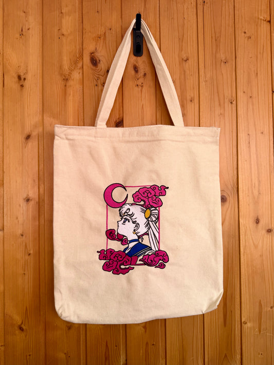 Sailor Moon tote bag con ricamo fronte retro