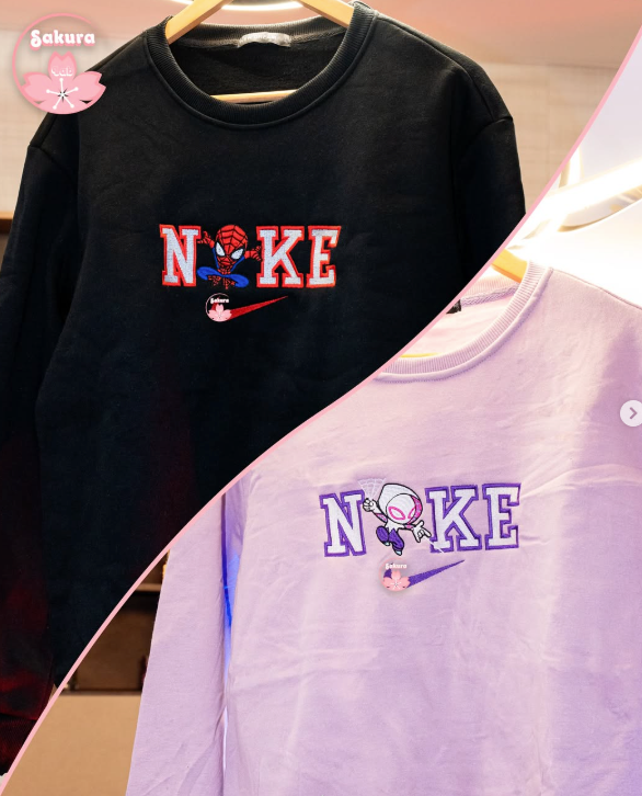 Spiderman e Spidergwen set di 2 felpe/tshirts con ricamo