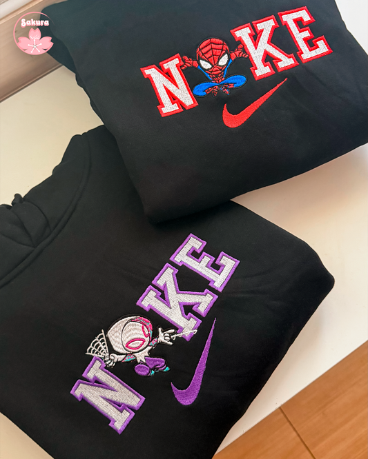 Spiderman e Spidergwen set di 2 felpe/tshirts con ricamo