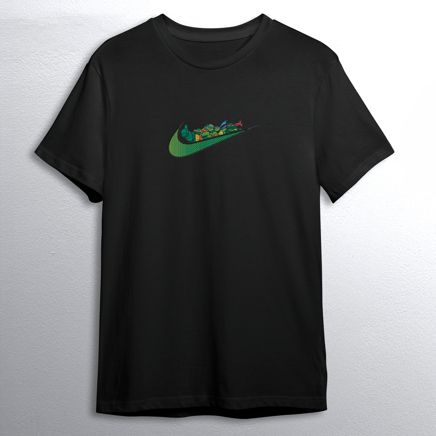 Swoosh Tartarughe Ninja felpa/tshirt con ricamo